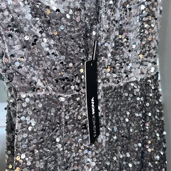 Fashion Nova Silver Sequin One-Shoulder Dress - Picture 7 of 11